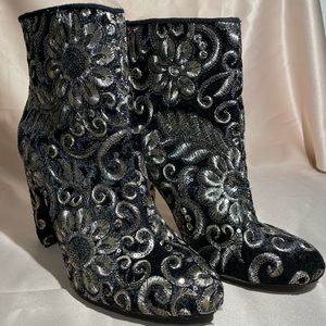 Black and Gold Sequin Boots